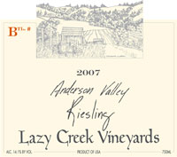 2007 Lazy Creek Vineyards Riesling